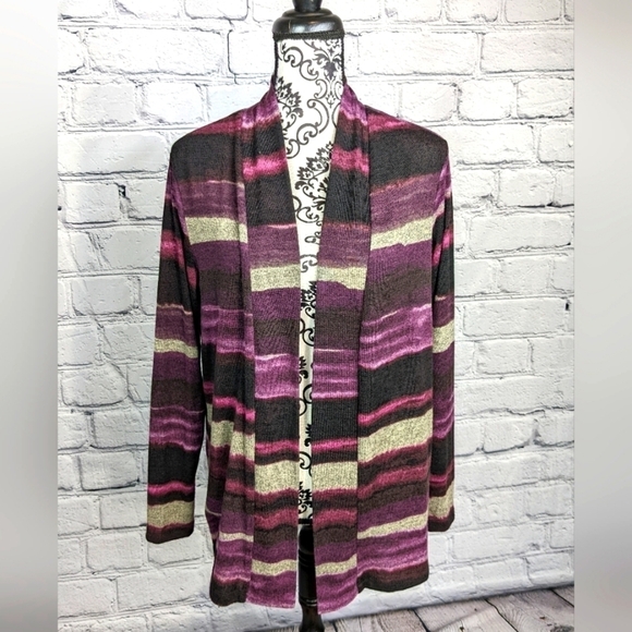 Established 1962 women's open front long sleeve cardigan sz medium stretch bb06 - Picture 1 of 10